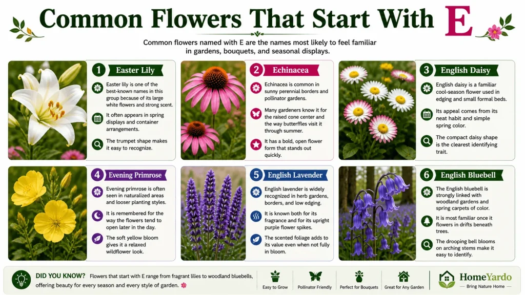 Common E flowers list