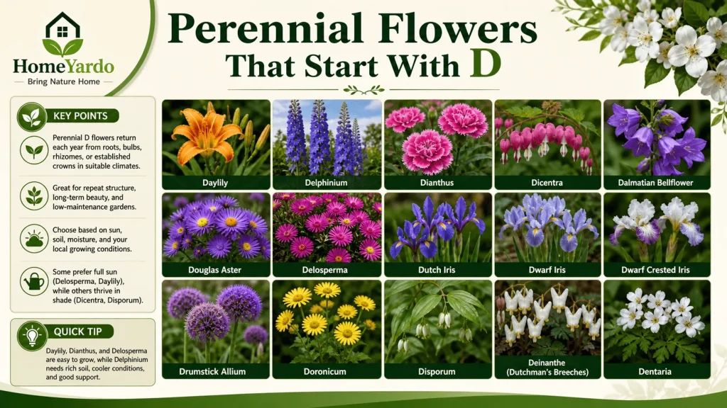 Perinaial flowers that beginning with D