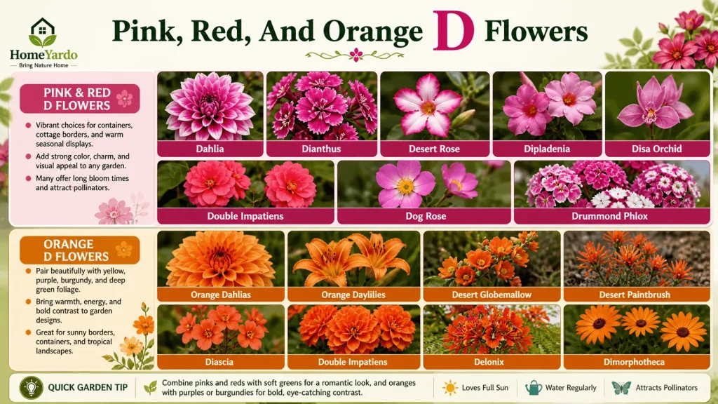 Pink , Red, And Orange D flowers