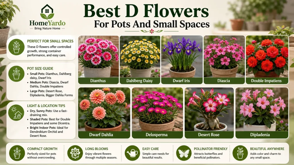 Best D flowers for pots and small spaces