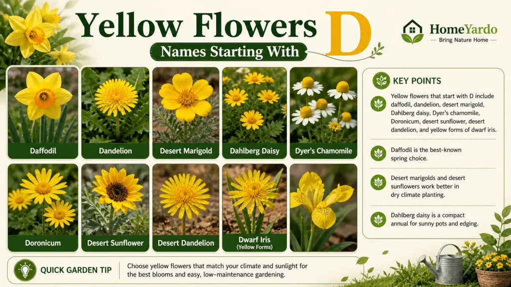 Yellow D flowers