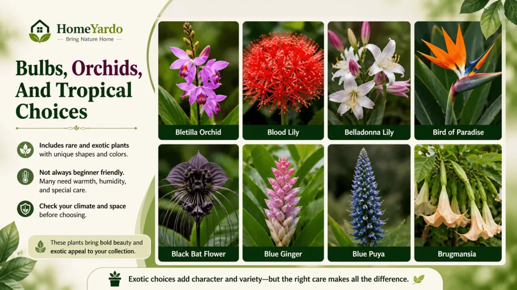 Bulbs, Orchids, and tropical choices