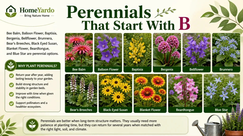 Pereenals that start with B