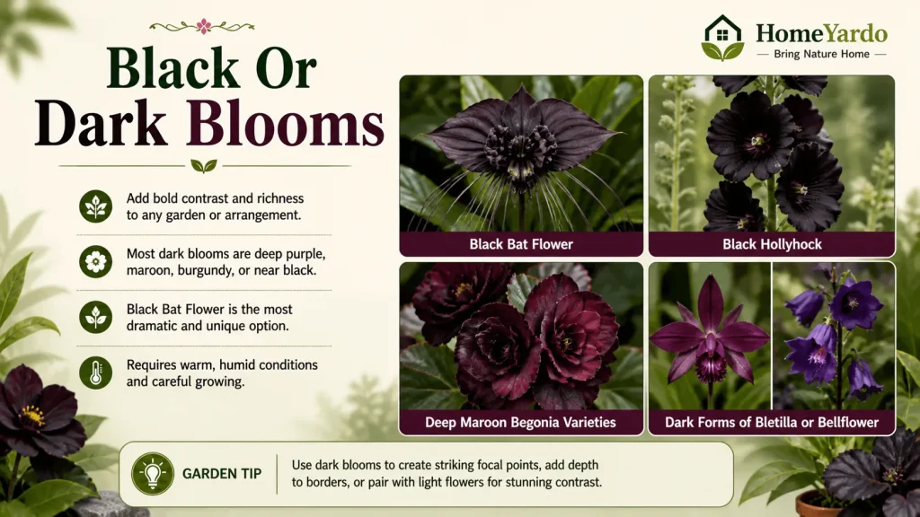 Black or dark blooms