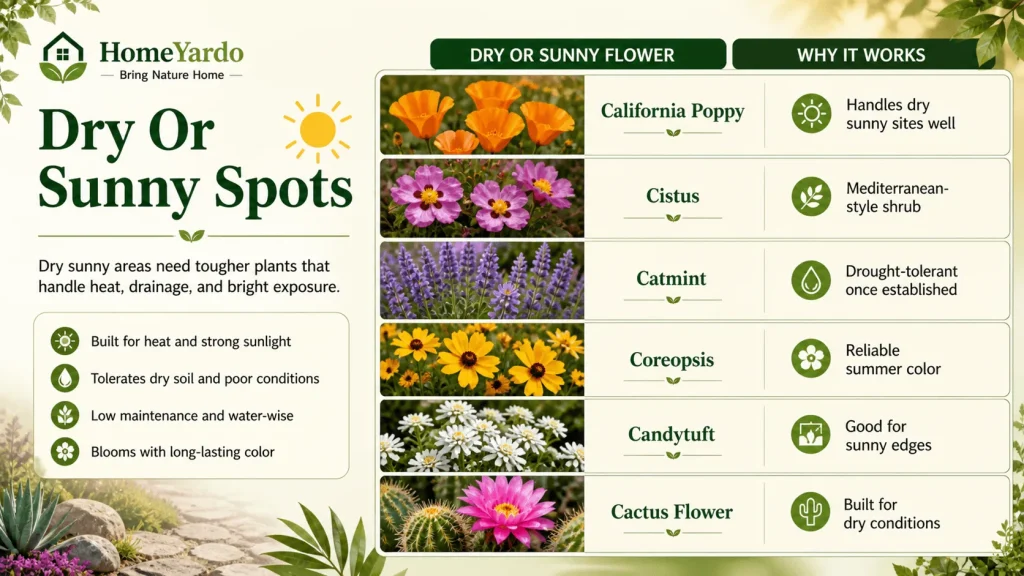 Dry or sunny spots