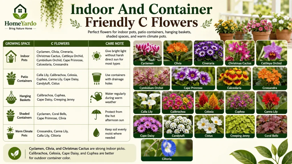 Indoor and conatiner frienldy C flower