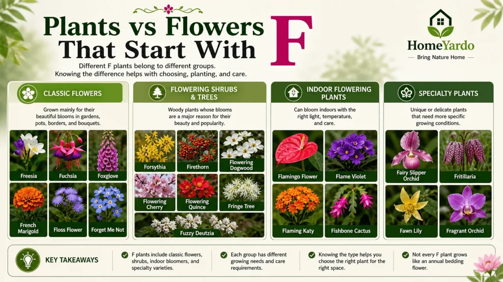 Plants vs Flower that start with F