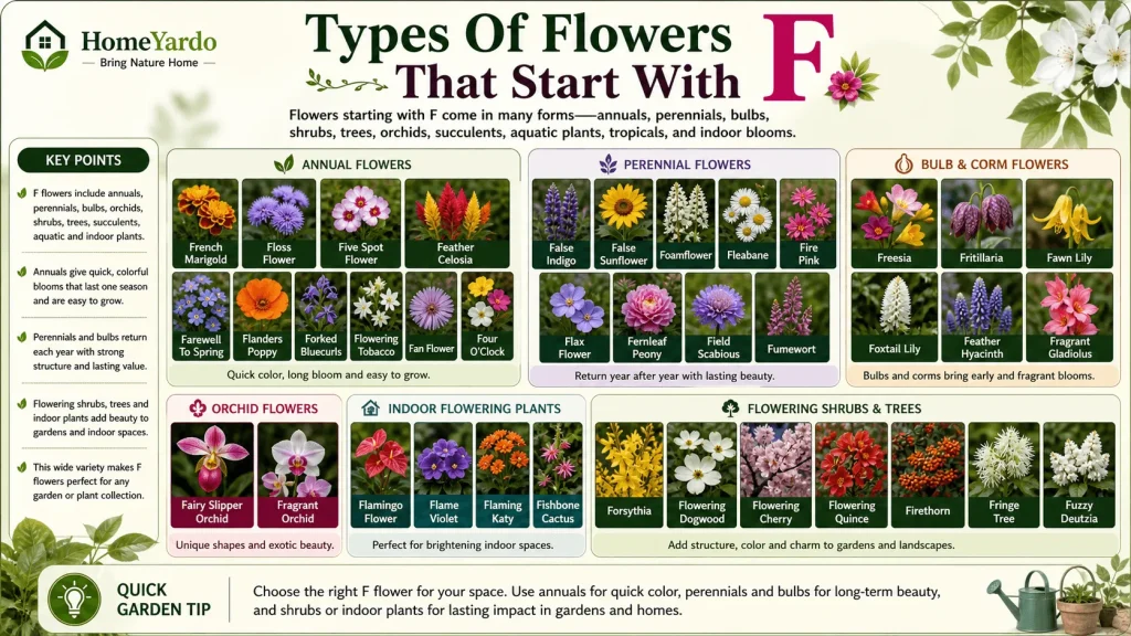 Types of Flower that start with F