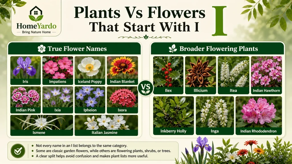 Plants vs Flower that start with I