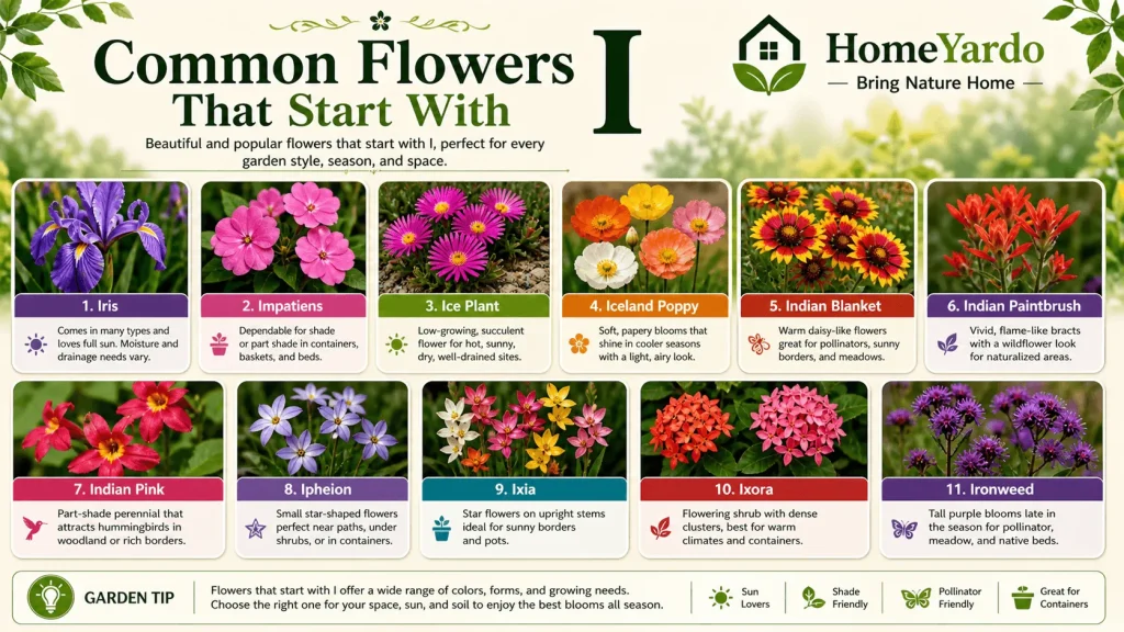 Common Flower that start with I