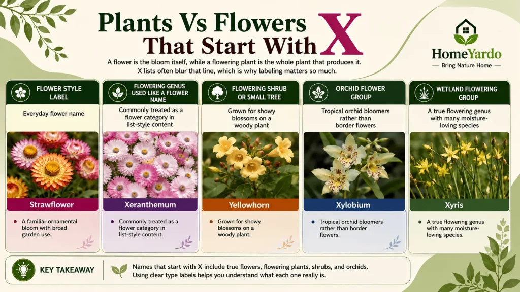 Plants vs Flower that start with X