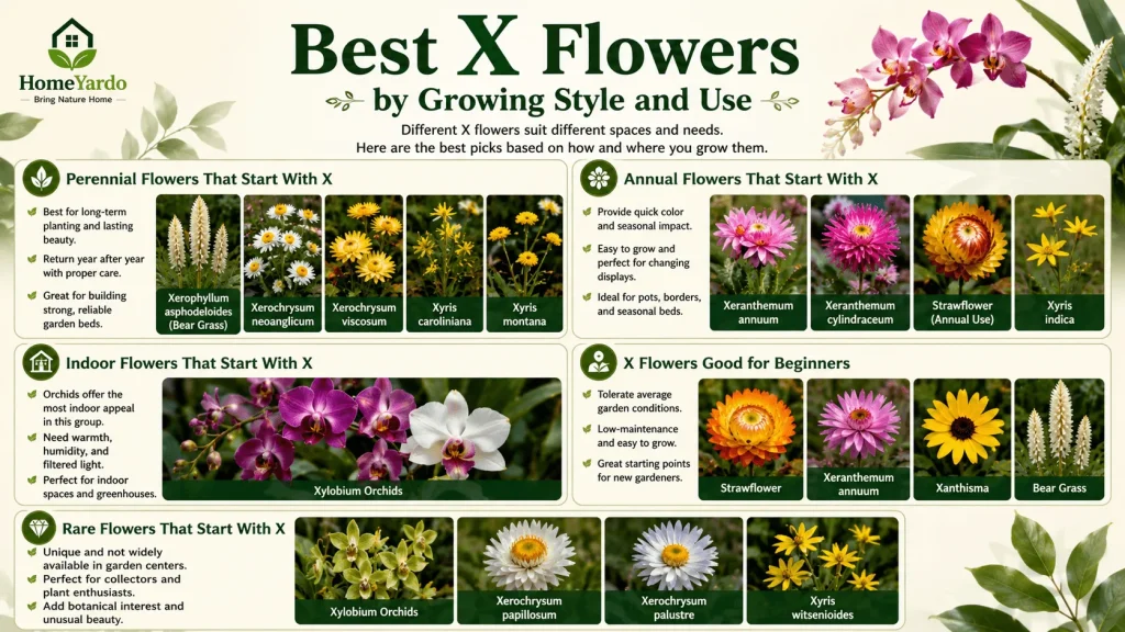Best X flowers by growing and use