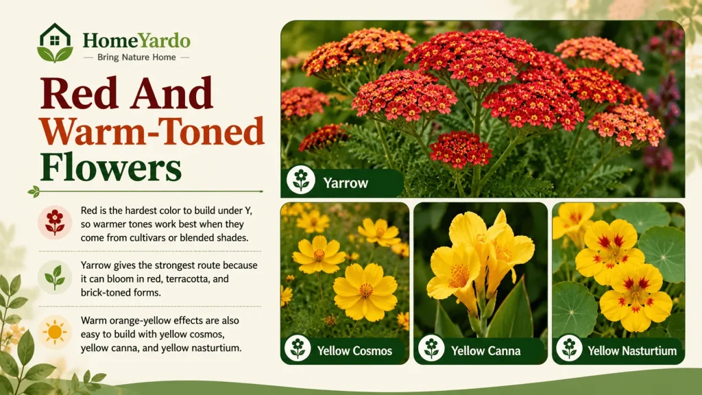 red and warm toned flowers