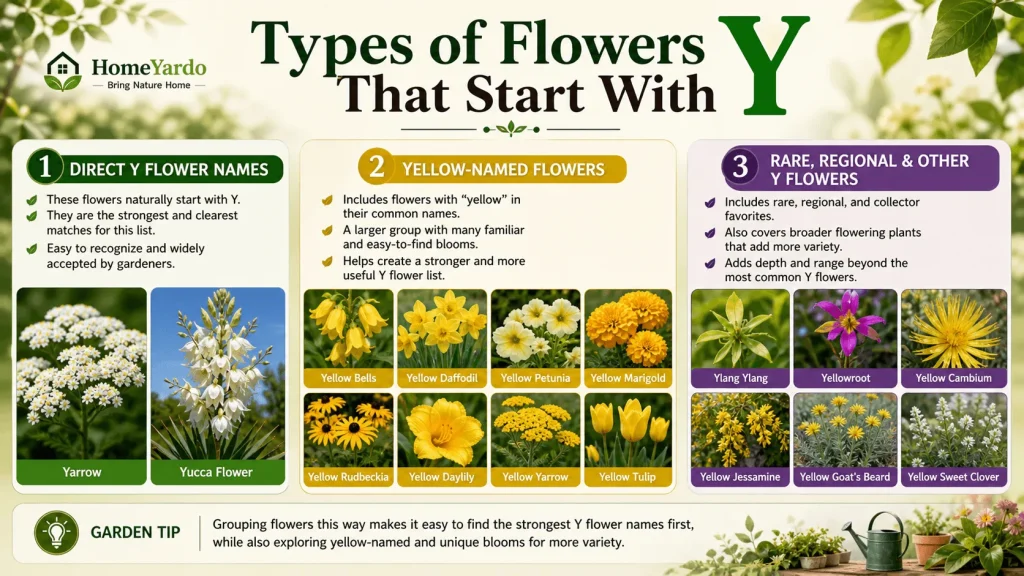 Types of flowers that start with Y