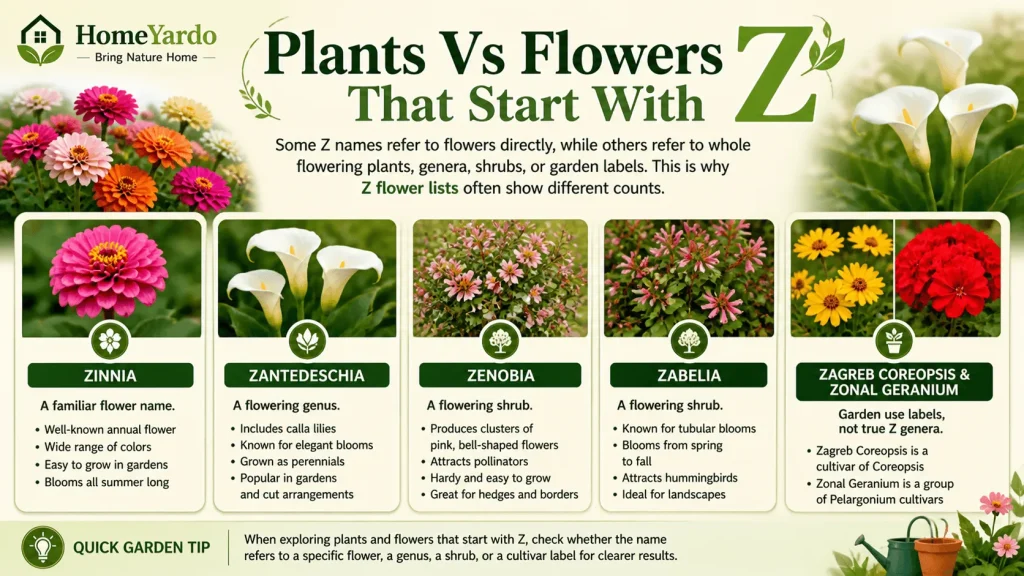 Plants vs flowers that start with Z
