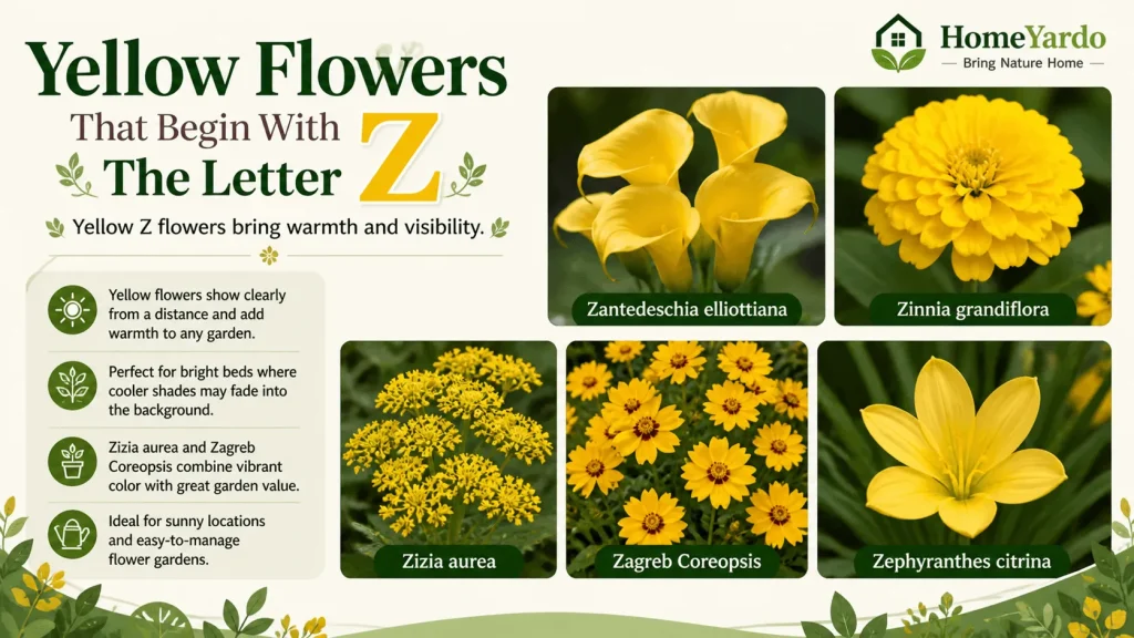 Yelllow flowers that begin with letter Z