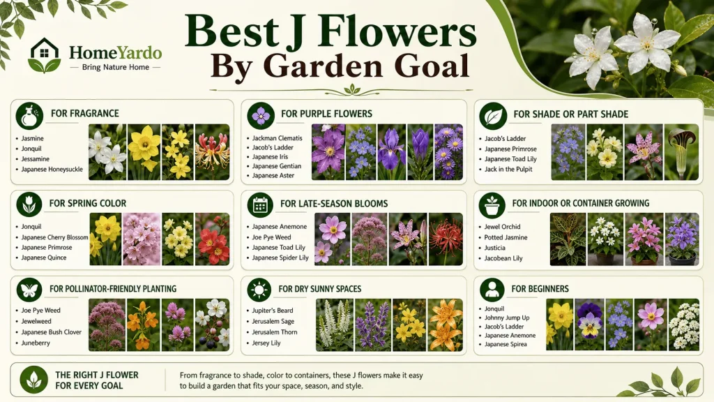 Best J flower by garden use