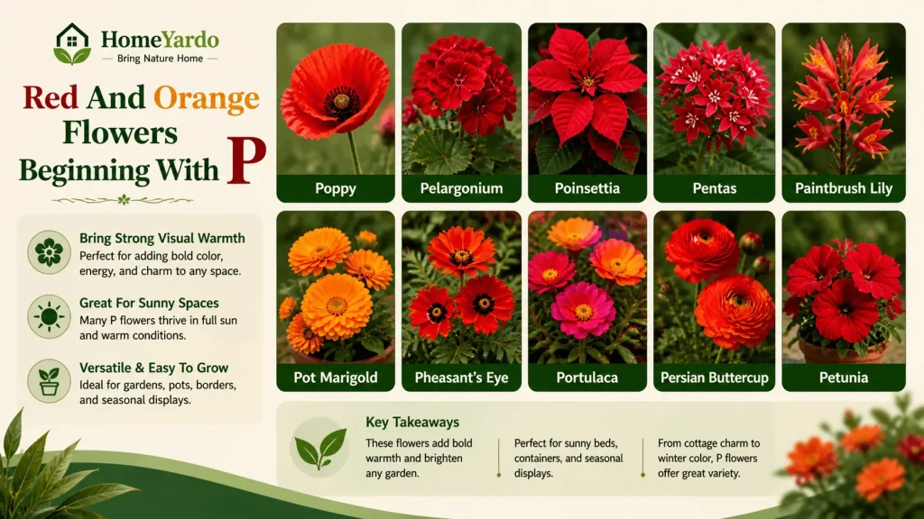 Red and orange Flower that start with p