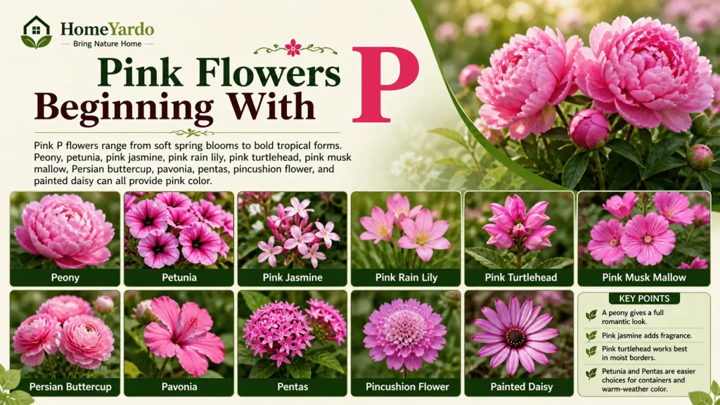 Pink flowers begining with P
