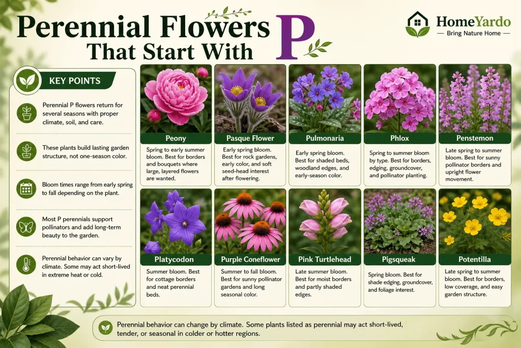 Perennial Flower that start with p