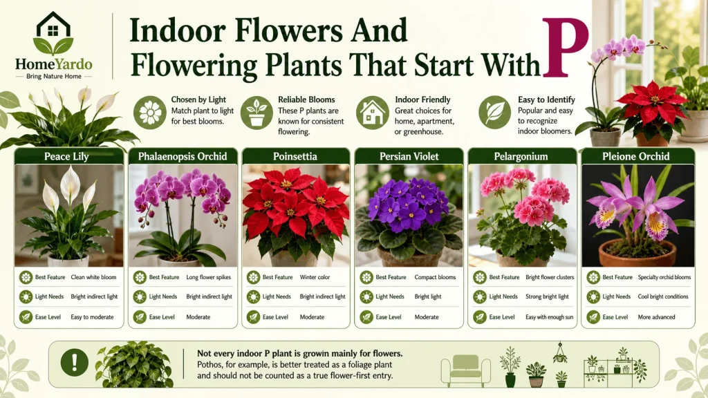 Indoor and flowering plants that start with p