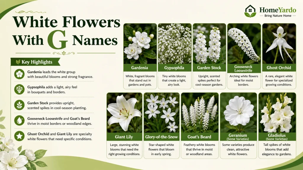 White Flowers that start with G
