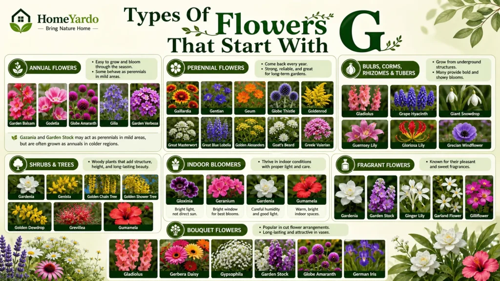 types of Flowers that start with G