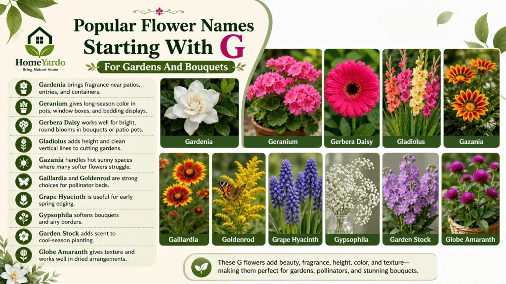 Popular flowers names starting with G