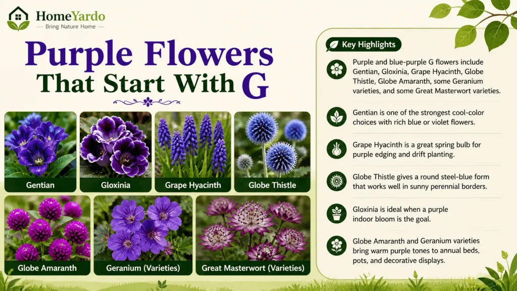 Purple Flowers that start with G