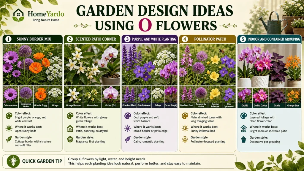 Garden design ideas using O flowers