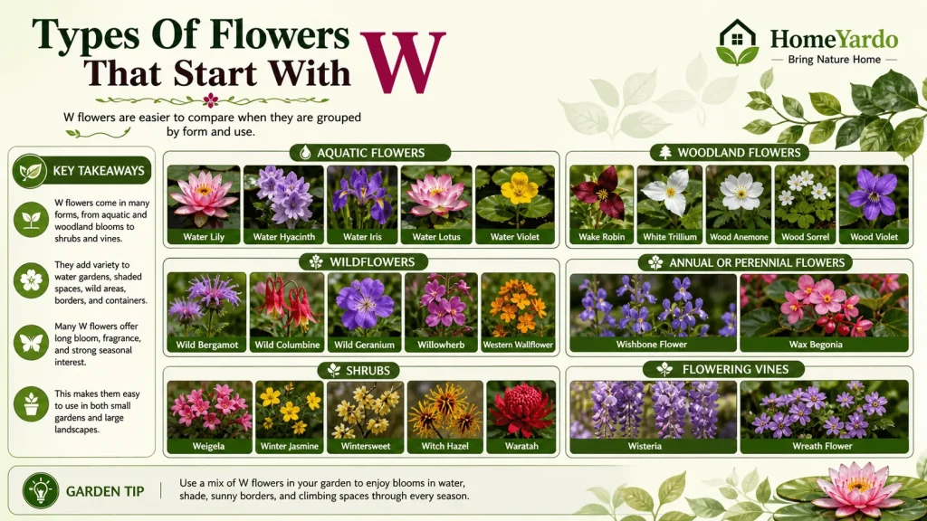 Types of Flowers That tart with W
