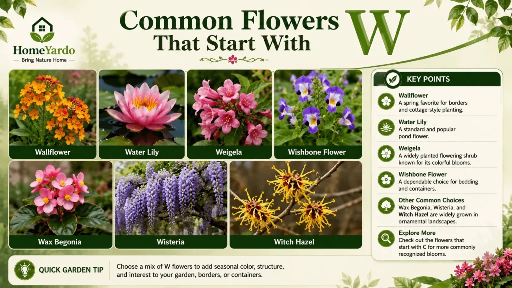 Common flowers that start with W