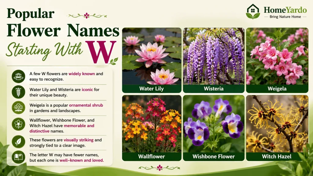 Popular flower names that star with W