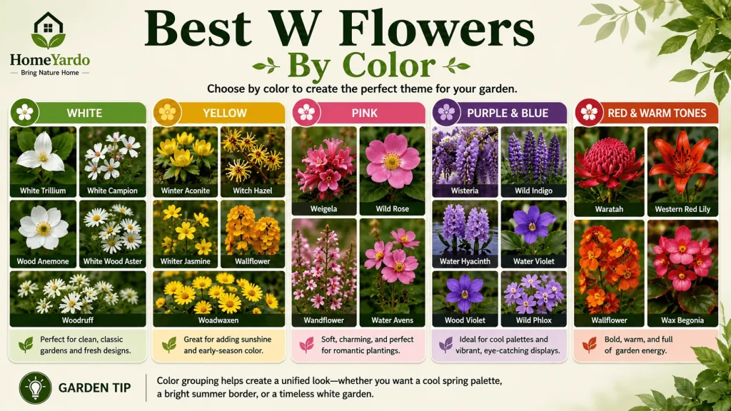 Best W flowers by color