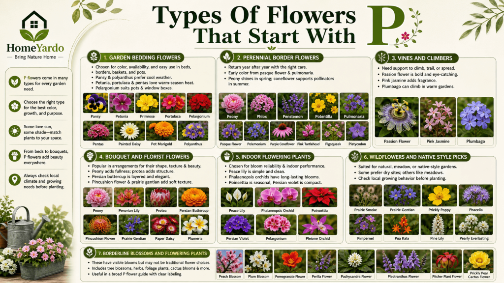 Types of Flower that start with p