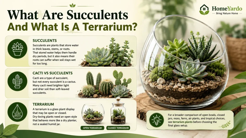 What are succulents and what is a terrarium