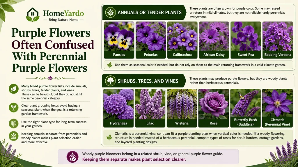 Purple flowers often confused with perennial