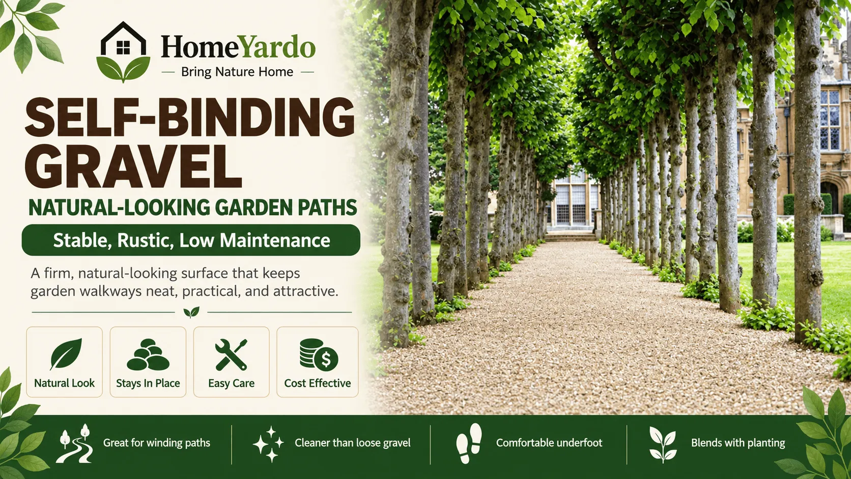 Self-Binding Gravel for Natural-Looking Garden Paths