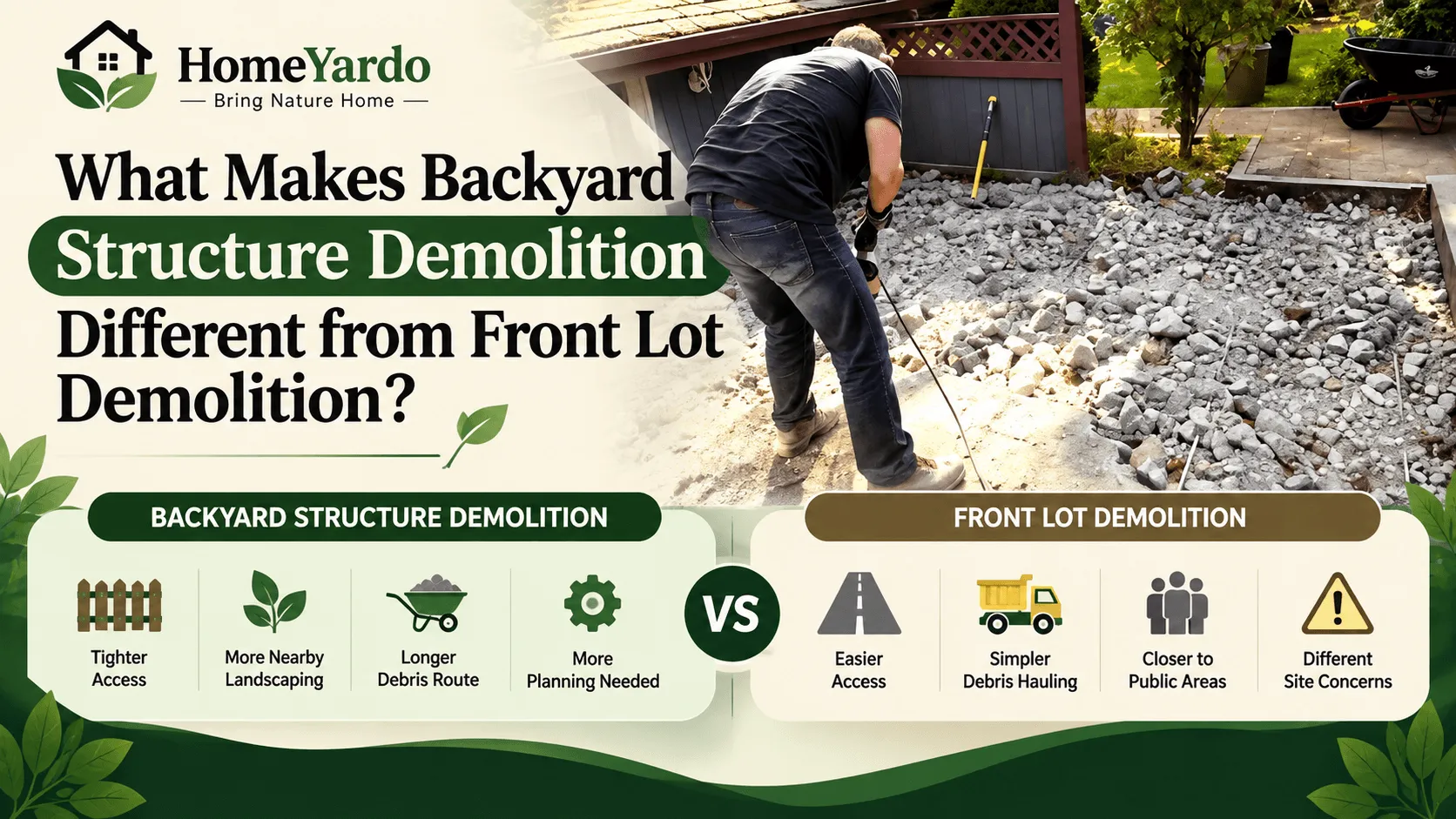 Backyard Structure Demolition vs Front Lot Demolition