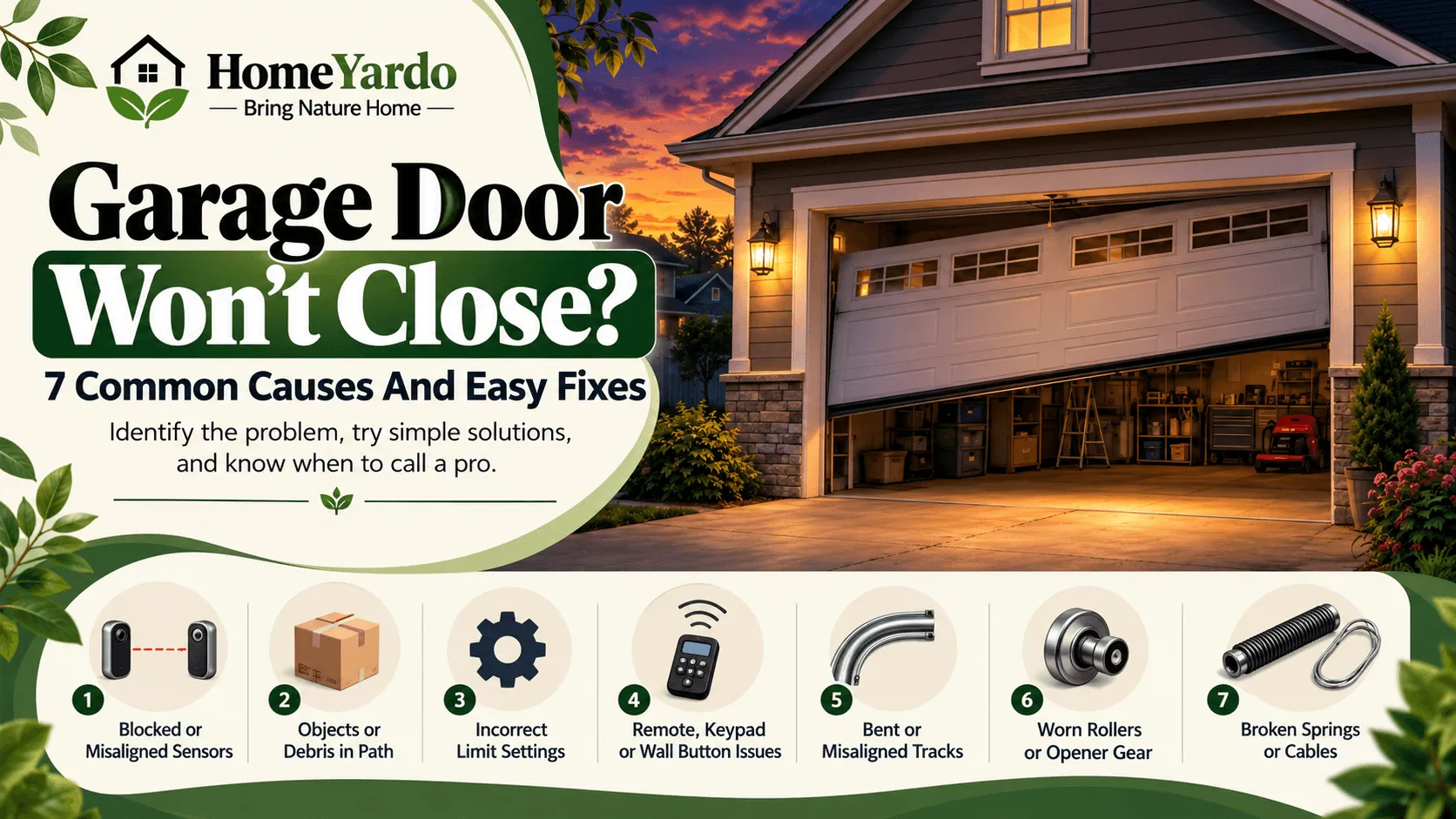 Garage Door Won’t Close? 7 Causes and Easy Fixes